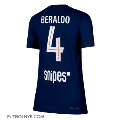 Camiseta Paris Saint-Germain Lucas Beraldo #4 Primera Equipación para mujer 2025-26 manga corta Camiseta Paris Saint-Germain Lucas Beraldo #4 Primera Equipación para mujer 2025-26 manga corta